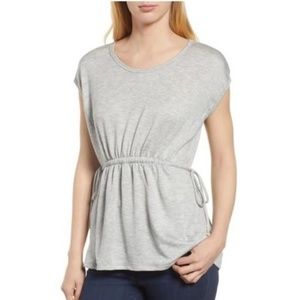 BOBEAU Cinched Waist French Terry Top